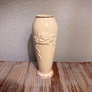 Vintage Lenox Rose Blossom Bud Vase Ivory Fine Porcelain 6'' 24k Gold Trim